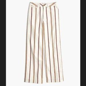 Like New Rare Madewell Emmett Wide-Leg Crop Pants Antique Coral Stripe Size 26